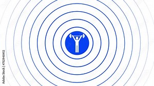 Weightlifting icon radio wave blue color animation white background
