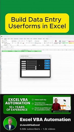 Build a Data Entry Form in Excel with VBA #excel #tutorial