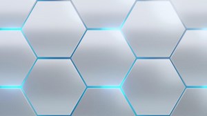 Download 3d Abstract white hexagon pattern background with blue light glow stripe, concept technology for free