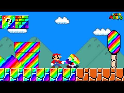Super Mario Bros., but Everything Mario Touches Turns into RAINBOWS