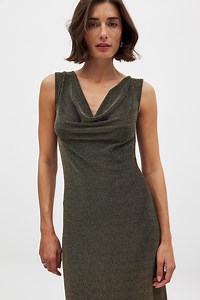 Waterfall Glitter Maxi Dress Gold