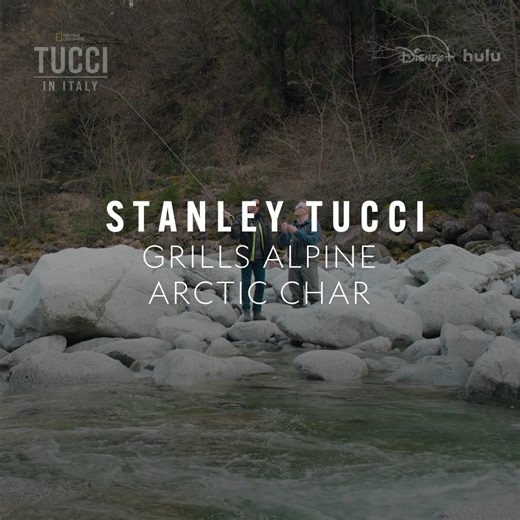 Fresh from the river to the plate— Stanley Tucci teams up with local anglers to cook Alpine Arctic char right on the riverbanks where it was caught. Watch #TucciInItaly, Sundays at 8/7c on National Geographic. Now streaming on Disney and Hulu. | National Geographic TV