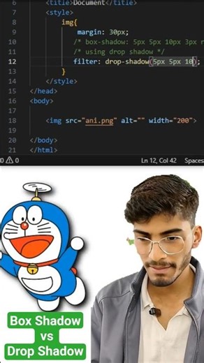 🥵🔥 Box Shadow VS Drop Shadow in CSS | Difference in 30 Sec 😱💻 #shorts #shortsfeed
