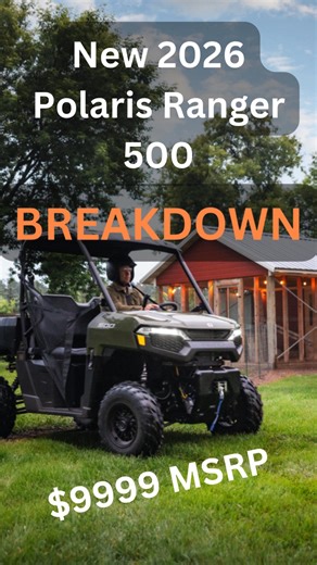 The 2026 Polaris Ranger 500, priced at $9,999, is perfect for tackling tasks around your property or farm, or for leisurely rides in the neighborhood while helping your cool factor. 😂 😎 @polarisorv #ThinkOutside #ranger500 #polarisranger #atvescape #utvlife #atvlife #GearUp #FindYourAdventure | ATV Escape