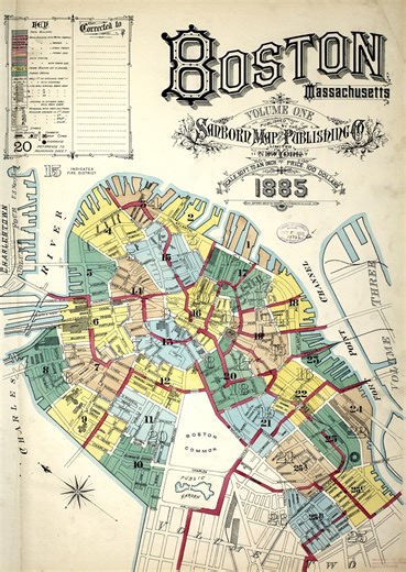 Boston 1885 Historic Map | Digitally Restored Antique City Map | Archival Wall Art Print - Etsy