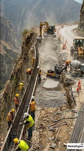 Rebuilding a Road on Thin Air 📉🏗️ | Cliff-Edge Stabilization #Shorts