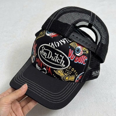 Von Dutch Trucker Hat Black Graphic Logo Mesh Snapback Adjustable Streetwear Cap | eBay