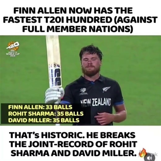 HISTORY IN 🌟 Finn Allen smashes the fastest T20I hundred against full member