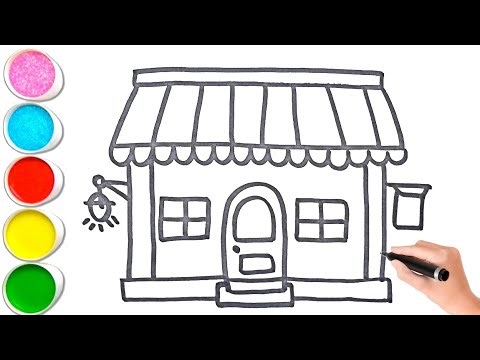 Easy Shop Drawing and Coloring | Easy Drawing for Kids and toddlers