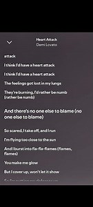 Heart Attack - Demi Lovato #spotifylyrics #trending #tiktok #viralhits #music #shorts #demilovato