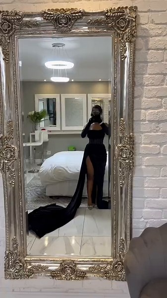 Atlegang Black High Slit Custom Offet Dress for MD #MD23 #OFFET #FashionDesigner