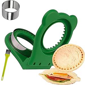 LEPCY Uncrustables Sandwich Maker Sealer Cutter, Crustless Sandwich Cutter, PB&J Uncrustable Maker - Color Green, Round Shape