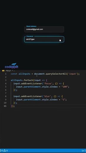 Input field effect using html,css and JavaScript #shorts #viral #coding #programming