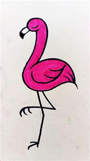 Pink Flamingo Drawing 🦩 | Easy Art Tutorial for Kids #art #FlamingoDrawing #EasyDrawing #ShortsArt