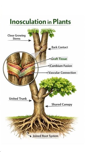 Inosculation in Plants 🌿 | Natural Grafting Explained | Botany Shorts #Inosculation #Plants #Biology