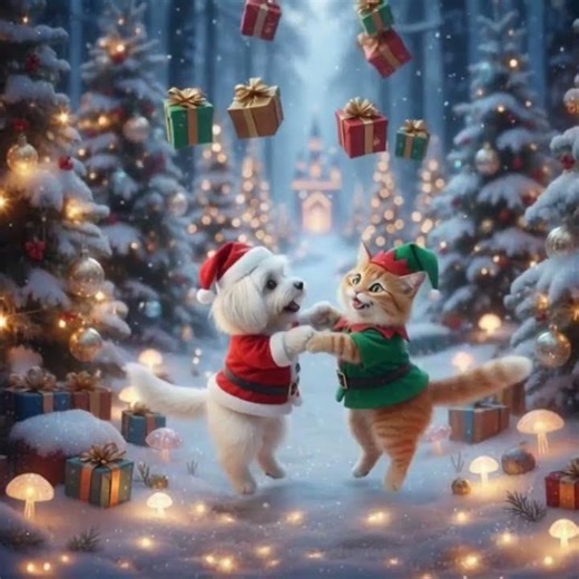 Christmas Magic Between a Cat and a Dog 🎄🐱🐶