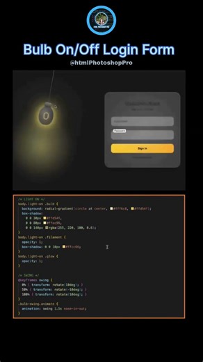 CSS Bulb On/Off Login Form Animation ✨ | HTML & CSS #viralvideo #coding #shorts #short #viralvideo