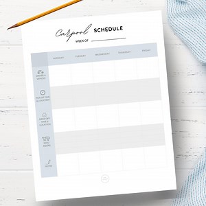 School Carpool Schedule Printable | Weekly Pick-up & Drop-off Planner for Moms PDF - Etsy