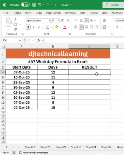 Excel Workday Function Tutorial for Project Managers | Deepak Mamodiya posted on the topic | LinkedIn