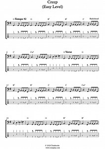 Creep (Easy Level) (Radiohead) - Bass Tabs