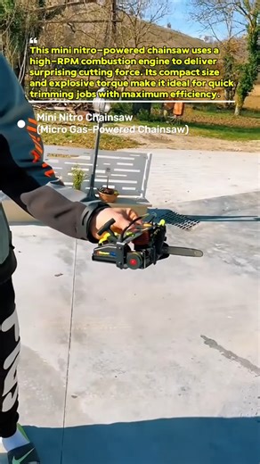 Mini Nitro Chainsaw Power! Tiny Engine, Big Cutting Force #MiniChainsaw #NitroPower #ToolTech