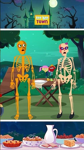 Skeleton Family At Dinner Party #halloween #kidssongs #shortsfeed #teeheetown