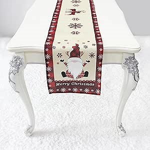 Christmas Table Runner 13 x 90 inch Christmas Holiday Table Runners for Christmas Family Dinner Parties (Antler Santa Claus)