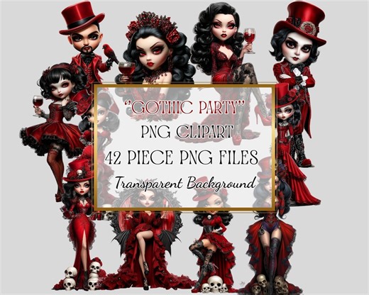 Gothic Party Clipart | PNG Art (digital Download, 42 Piece PNG Files) - Etsy