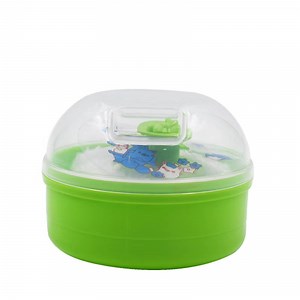 [Hot Item] Round Plastic Baby Powder Puff Box Cosmetic Pressed Powder Box
