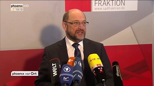 Statement von Martin Schulz (Parteivorsitzender, SPD) nach der Sitzung der SPD-Bundestagsfraktion. | PHOENIX
