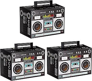 Sumind Novelty Boom Favor Boxes 80s Boombox Decorations 1980s Theme Decorations Boom Box Party Favors Hip Hop Party Prop Radio Decor for Retro Hip Hop Theme Party(6 Pieces)