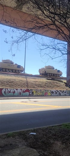 The was mind blowing, Military armored tanks coming through Atlanta on the tain #Beltline #Atlanta #ArmoredTank #fyp