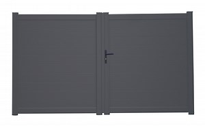 Portail battant motorisé aluminium Lao gris NATERIAL, l.300 cm x H.170 cm | Leroy Merlin