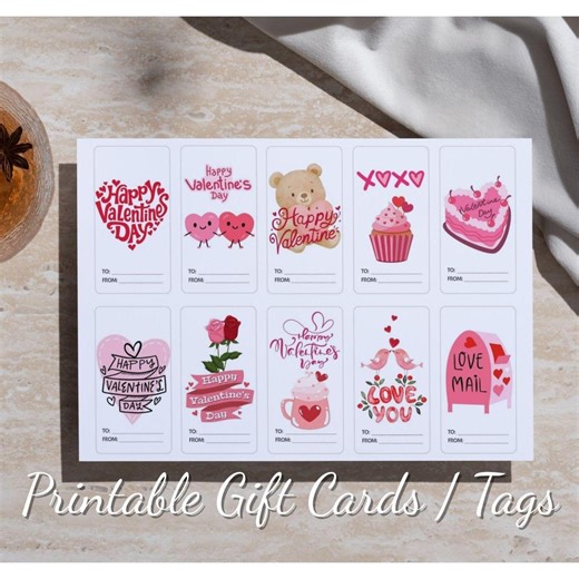 Valentine's Day Printable Gift Cards, Mini Tags (digital Download) - Etsy