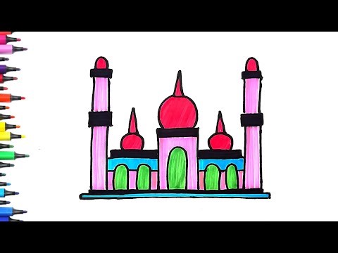 كيف ترسم مسجد خطوة بخطوة | رسم سهل | رسم مسجد سهل | طريقة رسم مسجد | تعليم الرسم للمبتدئين