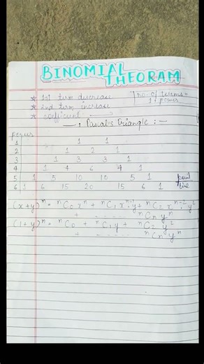 Class 11th Binomial Theoram All Most Important Formulas #youtubeshorts #11maths