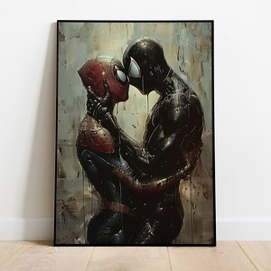 Marvel Super Hero Spiderman Kissing Venom, Marvel Art, Spiderman Fan Art, MCU, Eddie Brock, Printable - Digital Download - Etsy