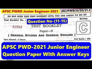 APSC PWD JE 2021 GS Section (11-15) Question Paper With Solutions