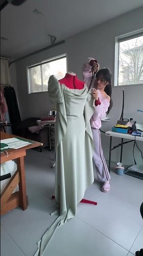 Sage Green Modern Filipiniana Dress for a Proud Filipina