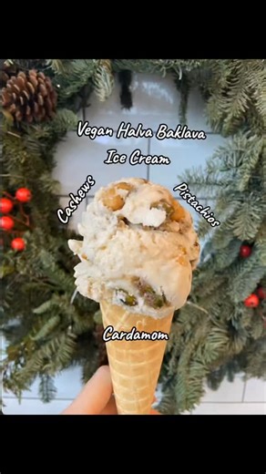 1.9K views | Our Handcrafted Vegan Halva Baklava Ice Cream Is A Blend Of Sweet Candied Roasted Cashews, And Pistachios, Warmed With Cardamom Spice, Mixed Into Creamy Halva Ice Cream, That Carries A Toasted Sesame Flavour. ☃️ Check Our Story For Updated Vegan And Dairy Menus!  OPEN Every Day 1 - 9 PM #vashtiroseveganicecream #vashtiroseicecream #portmoody #wholefoods #glutenfree | Vashti Rose Homemade Ice Cream | Facebook