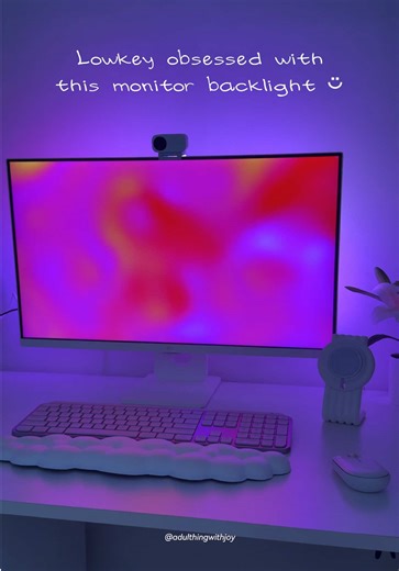 Desk setup upgrade✨✨ Buy here: ➡️➡️@adulthingwithjoy ⋆𐙚 ̊ ⬅️⬅️ #cozypcsetup #backlight #desksetup #ambientlight #rgblights