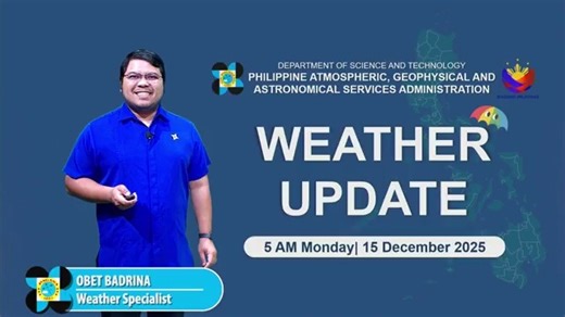 State weather bureau PAGASA gives a weather update as of 5 AM today, December 15, 2025. COURTESY: DOST-PAGASA | GMA News