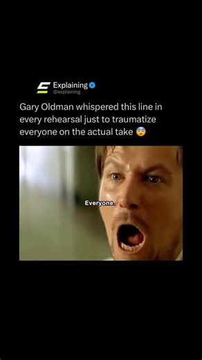 Explaining on Instagram: "While filming Léon: The Professional, Gary Oldman pulled off one of the most devious acting tricks ever. 😳 During rehearsals, he deliberately whispered the line “Everyone…” over and over, keeping the volume low so the cast and crew got used to it. Then, when cameras were rolling for the actual take, he suddenly screamed it at full force, shocking everyone on set and capturing a genuinely startled reaction. 🎥 That moment became one of cinema’s most unforgettable villai