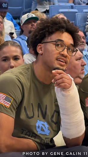 17 reactions | Sitting on the Carolina bench with his arm in a cast - @UNC_Basketball player Seth Trimble | ACC Basketball News | Facebook
