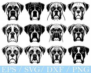 Boxer Dog Face Svg, Boxer Dog Silhouette, Boxer Dog Cut File, Boxer Dog Vector, Dxf, Png - Etsy