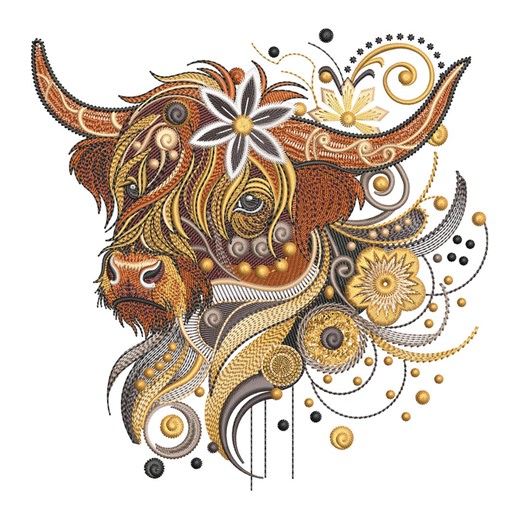 Highland Cow Embroidery Design – Floral Farm Animal Pattern for Machine Embroidery – Perfect for Projects, Gifts, and More! Instant Download - Etsy