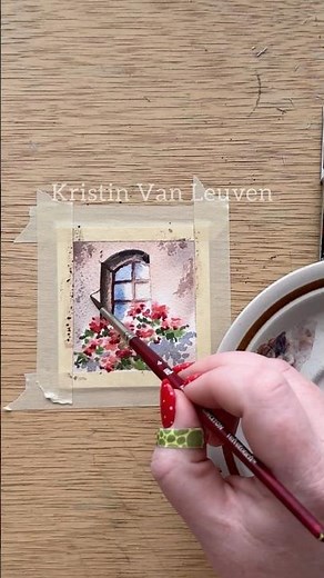 Watercolor window with flowers for 13/100 tiny paintings in 2025
