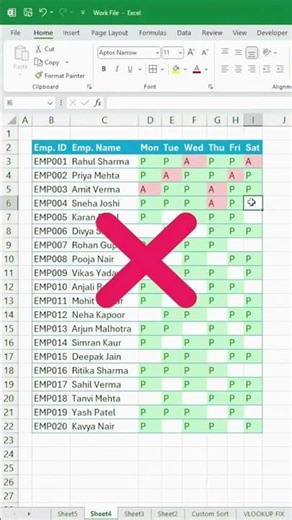 Excel Attendance Sheet Trick 🔥 | Excel Smart Trick in 30 Seconds #shorts