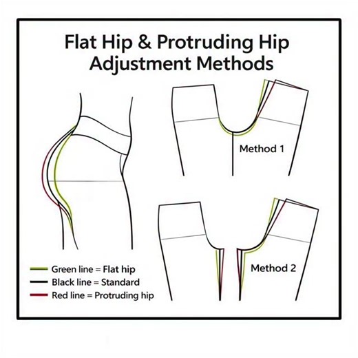 Wearflux on Instagram: "Flat Hip vs Protruding Hip — Pattern Adjustment Explained | . . . . . . . . . . #patterns #fashiondesigner #explore #exploremore #patternmaking"