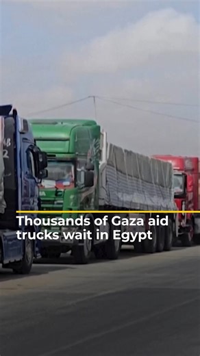 751K views · 28K reactions | Video footage shows some of the thousands of aid trucks that officials say are stuck in Egypt as Israel continues to block supplies getting into Gaza. | Al Jazeera English | Facebook